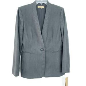 NEW Alex Marie Pinstripe Modern Blazer Gray Size 8 Wrinkle Free Worry Free